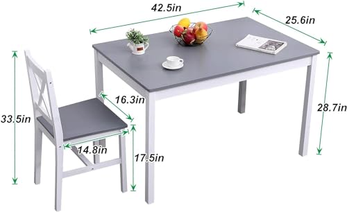 DlandHome Dining Table Set for 4, 5-Piece Dining Table Set with 4 Chairs for Kitchen,Wood Elegant Kitchen Sets for Small Space Blue Grey