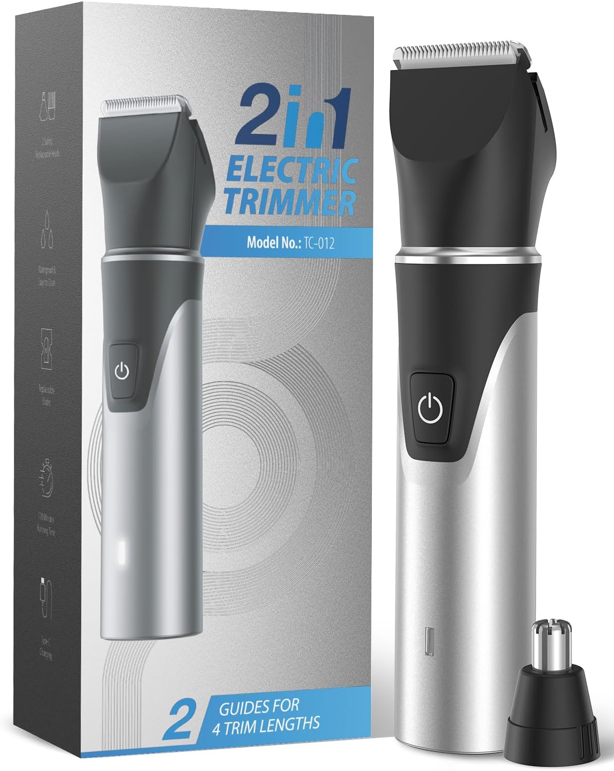 Body Hair Trimmer for Men-Electric Groin Groomer with Body Clippers, Nose Hair Clippers, USB C Charging, Travel Lock, Waterproof, Cut Leg, Chest, Armpit Hair, Gifts for Him