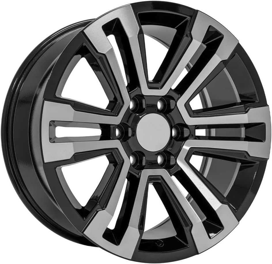 OE Wheels LLC 20 inch Rim Fits Yukon Denali Wheel CV44 20x9 Black Mach'd Wheel Hollander 5822 SET