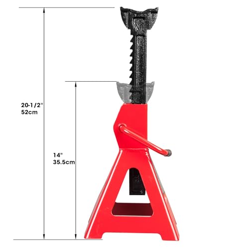 BIG RED T46202-2 Torin Steel Jack Stands: 6 Ton (12,000 lb.) Capacity, Red, 1 Pair