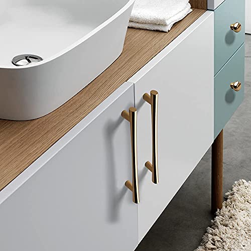 Brushed Nickel Cabinet Handles 10 Pack 3.75 Inch Hole Center Satin Nickel Kitchen Drawer Pulls Zinc Alloy Hardware for Bathroom Cupboard Bedroom Dresser Wardrobe, 5.3