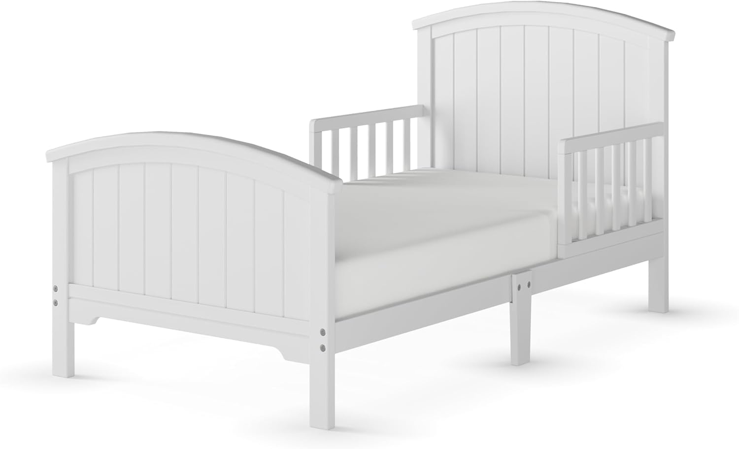 Child Craft Hampton Arch Top Toddler Bed for Kids with Guard Rails, Low to Ground Design, Made of Pinewood, Featuring Clean Lines to Match Any Décor (Matte White)
