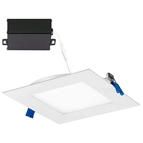 Goodlite 6 inch Square Ultra Thin LED Recessed Ceiling Light Fixture, 15W, 5000K (Super White), 1050 Lumens, Dimmable,IC-Rated, Recessed Downlight, Energy Star - Perfect for Kitchen and Bathroom