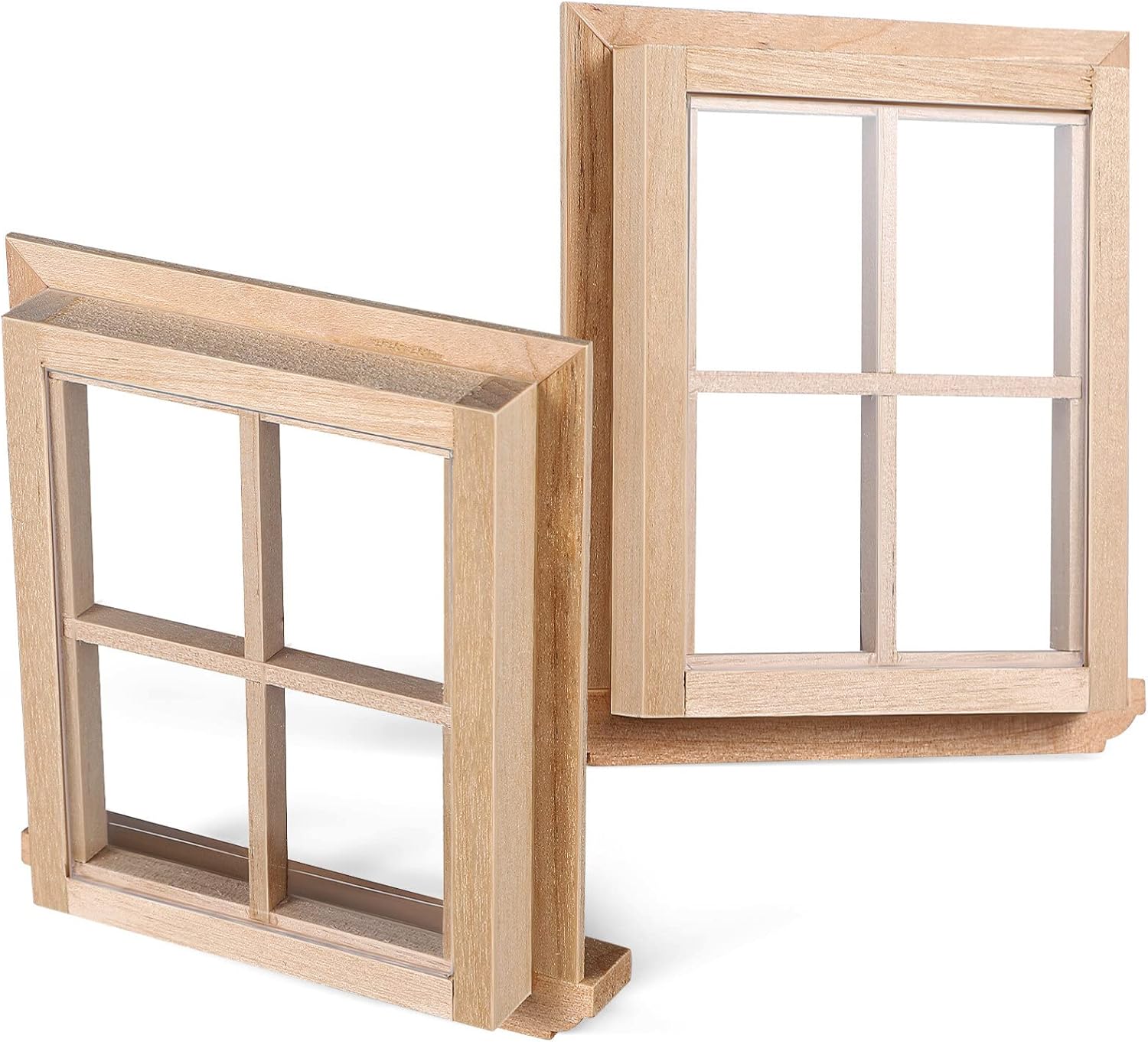 Toyvian 2 Pcs Dollhouse Wooden Windows Miniature Window Frame 1 12 Dollhouse Furniture Mini Window Tiny Wooden Window Models Window Ornaments for Doll House, Craft