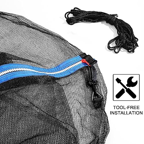 Trampoline Replacement 12 13 14 15 16 ft Trampoline Safety Net Round Frame Trampolines Enclosure Net Weather Resistant Trampoline Net with Double Headed Zippers, Net Only