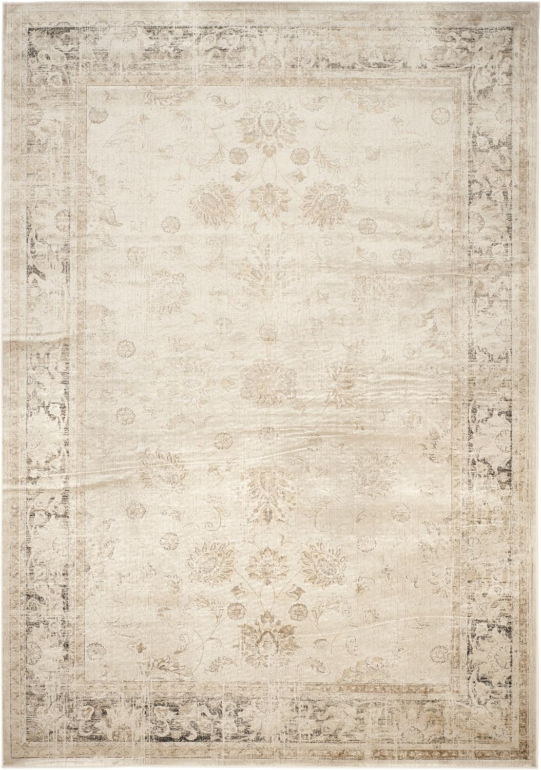 SAFAVIEH Vintage Collection Area Rug - 8' x 10', Stone, Oriental Distressed Viscose Design, Ideal for High Traffic Areas in Living Room, Bedroom (VTG117-440)
