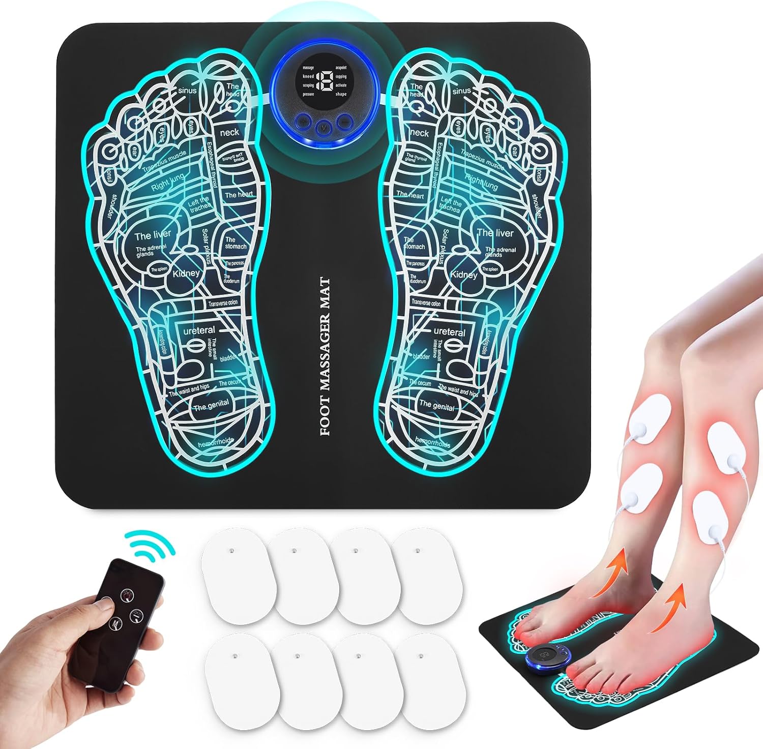 EMS Foot Massager Mat with Remote Control -Muscle Relaxation,Back & Leg Foot Massage,TENS (Mode:KTR-2492)