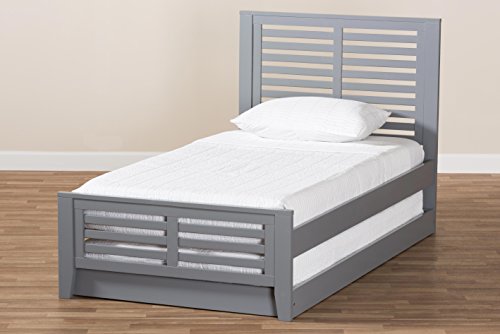 Baxton Studio Anglesy Modern Classic Bed with trundle, Twin, Grey