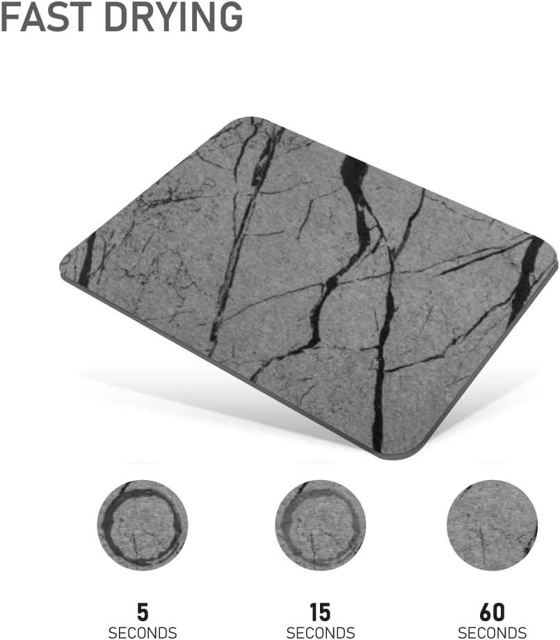 Stone Dish Drying Mat - Stone Drying Mat For Kitchen Counter, Diatomaceous Earth Dish Drying Mat, Heat Resistant, Quick Drying, Eco-Friendly, Non-Slip [White Marble 24x16'']