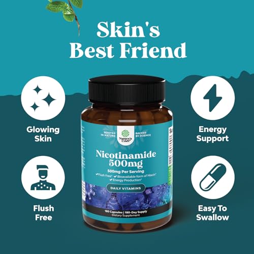 Vitamin B3 Niacinamide 500mg Capsules - Mitochondrial Energy and Potent Skin Supplement - AKA Vitamin B3 Niacin 500mg Flush Free and Nicotinamide 500mg - Flush Free Niacin Supplement - 240 Count
