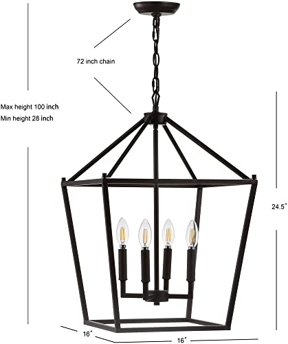 JONATHAN Y JYL7436A Pagoda Lantern Dimmable Adjustable Metal LED Pendant Classic Traditional Farmhouse Dining Room Living Room Kitchen Foyer Bedroom Hallway, 12 in, Oil Rubbed Bronze