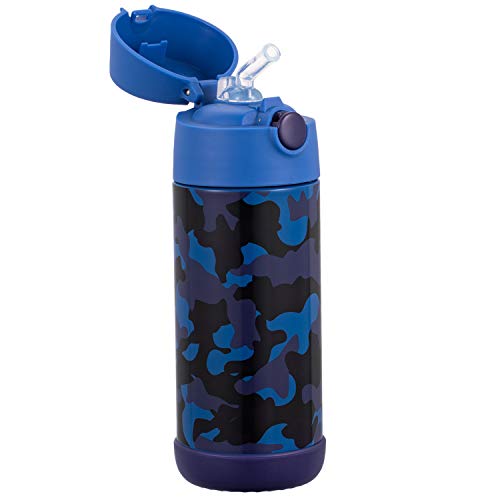 Snug Kids Water Bottle - insulated stainless steel thermos with straw (Girls/Boys) - Space Wars, 12oz