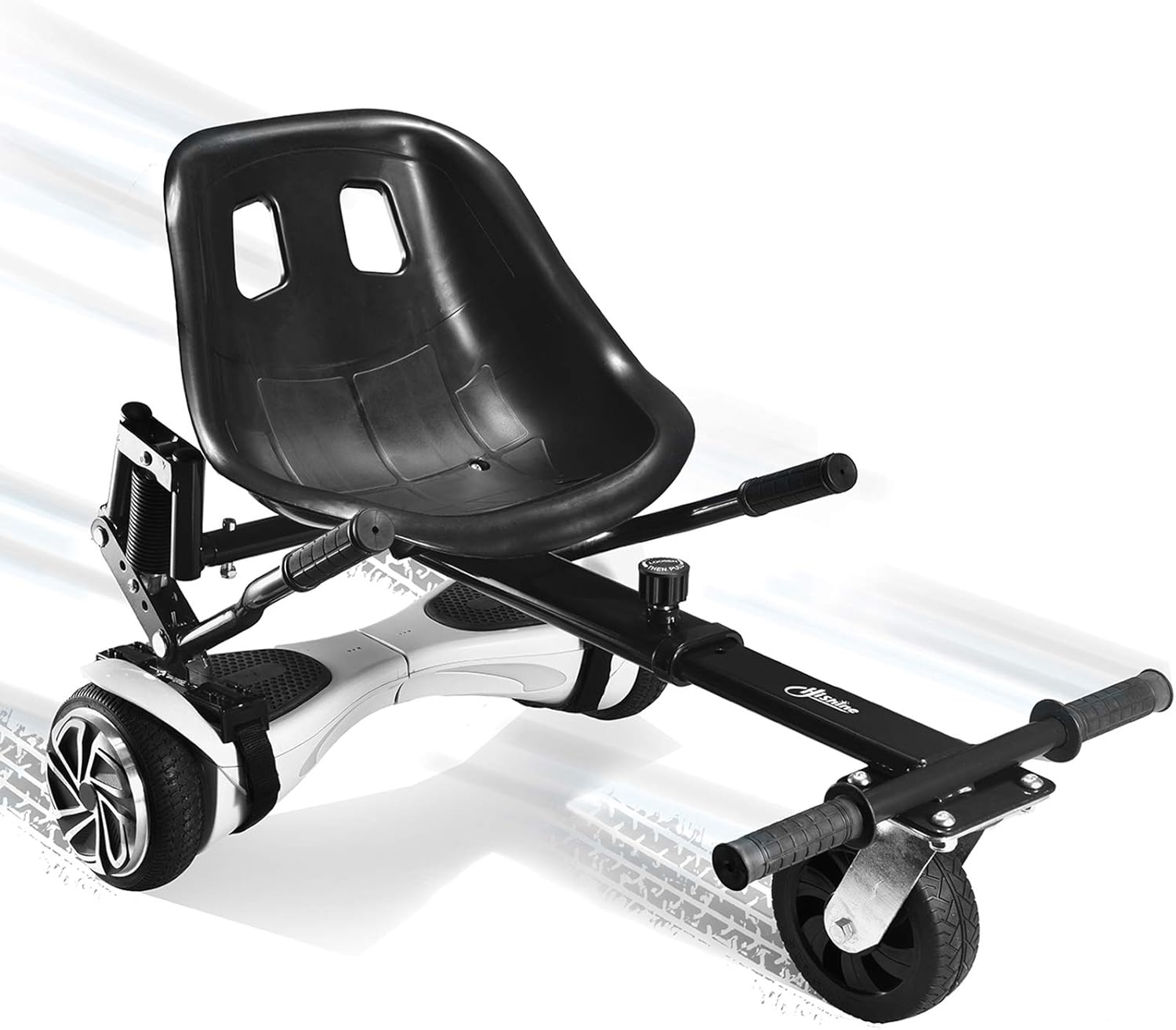 Hoverboard seat Attachment, Hover Board go Kart for Adults & Kids, Accessories to Transform Hover Board into go cart, Hover carts with Off-Road tire and Shock Absorption, Black