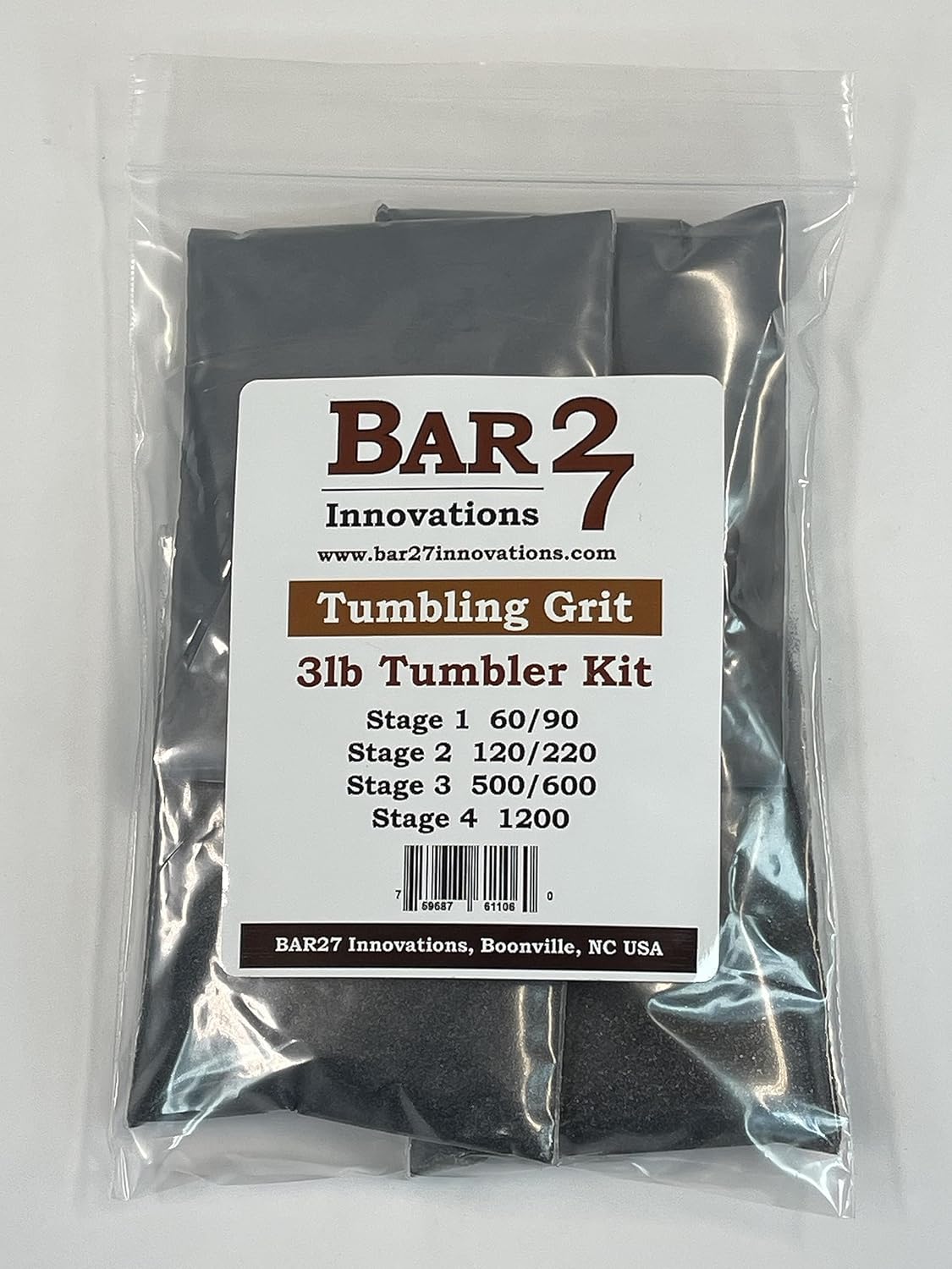 4 Stage Rock Tumblers Refill Grit Kit for 3 LB Barrels Silicon Carbide Aluminum Oxide Media Polish USA