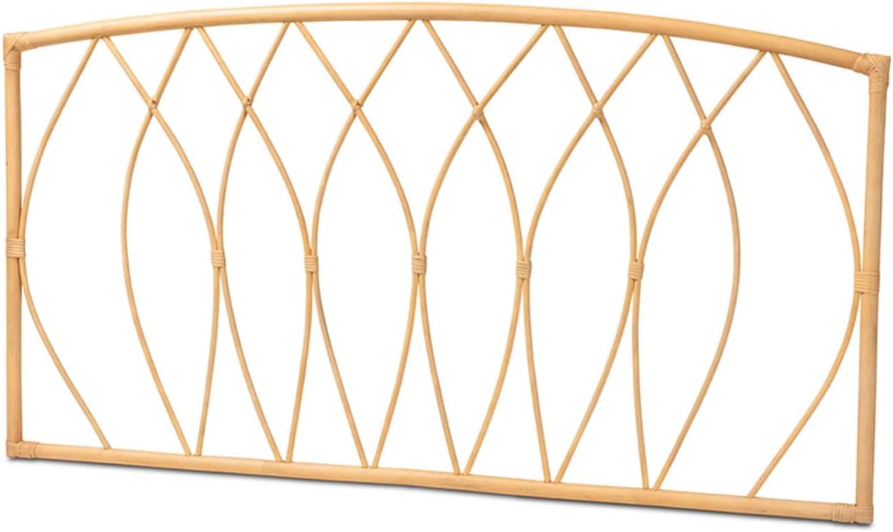 Baxton Studio Halia Modern Bohemian Brown Rattan Queen Size Wall-Mount Headboard