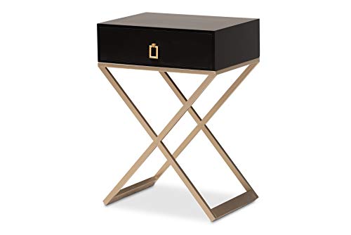 Baxton Studio Nightstands, Black/Brass/Gold