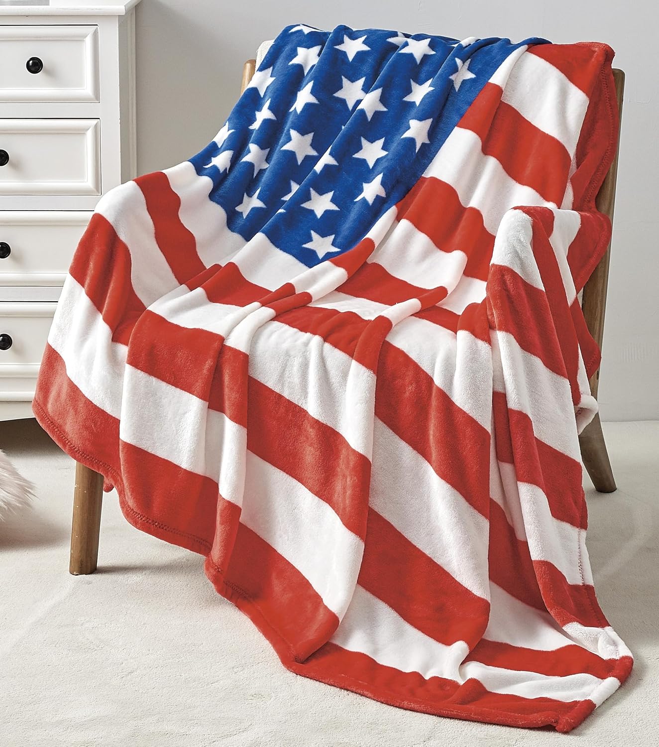 July 4th Stars & Stripes American Flag Ultra Lush Oversized Throw Blanket (50