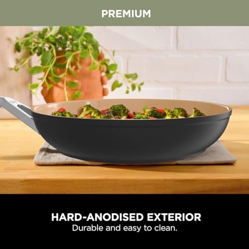 Ninja Extended Life 24cm Ceramic Frying Pan, Non-Stick (No PFAs, PFOAs, Lead or Cadmium), Induction Compatible, Stainless Steel Handle, Oven Safe to 285°C, Terracotta & Grey, CW90024UK