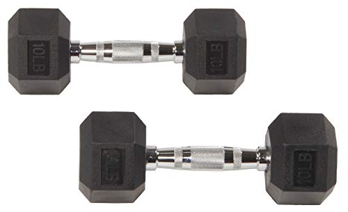 BalanceFrom Rubber Coated Hex Dumbbell Weight Set and Storage Rack, Multiple Packages