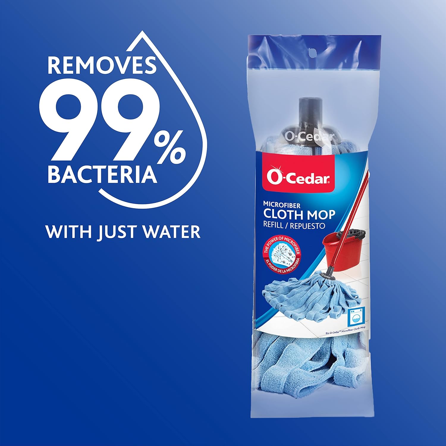 O-Cedar Microfiber Cloth Mop Refill, Blue (Pack of 2)