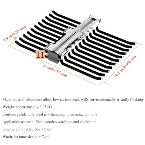 Trouser Hanger Extendable, Trouser Hanger, Trouser Pull-Out, Trouser Pull-Out, Clothes Rail Adjustable, Space-Saving Cupboard Pull Out Trousers Rack,Black