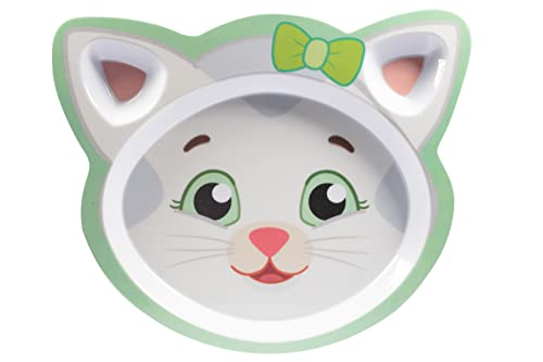 Daniel Tiger Mealtime Feeding Plates- Elaina- Set of 2, Cute Compartment Dishes w/Deep Sides for Kids- Divided Sections, Dishwasher Safe, Durable & Break Resistant