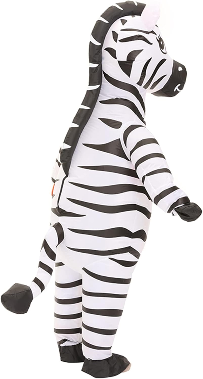 Inflatable Costume Zebra Costume Funny Blow up Animal Costume Cosplay Party Christmas Halloween Costume Festival Costume Jumpsuit