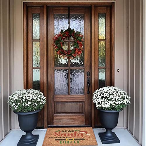 Welcome Mat Outdoor Funny Cool Christmas Family Snow Xmas Santa Lover Front Porch Welcome Mats Easy to Clean Dear Santa My Daddy Did It Coir Door Mat for Outdoor and Indoor Uses Home Décor 24x36in