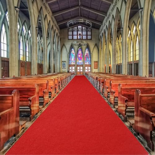 3×9.8ft Anti Slip Thickening Red Carpet Runner for Party, 350 GSM Polyester Hollywood Red Carpet, Red Carpet Runner Reusable