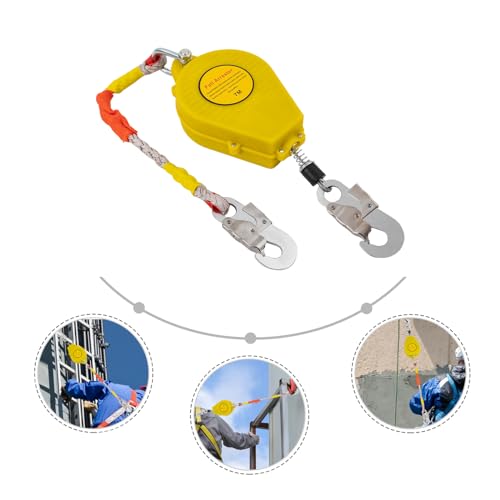 23ft Self Retracting Lifeline 330lbs Fall Arrester Fall Protection Dual Swivels Alloy Steel Hook Flame Retardant Steel Wire Rope, Green