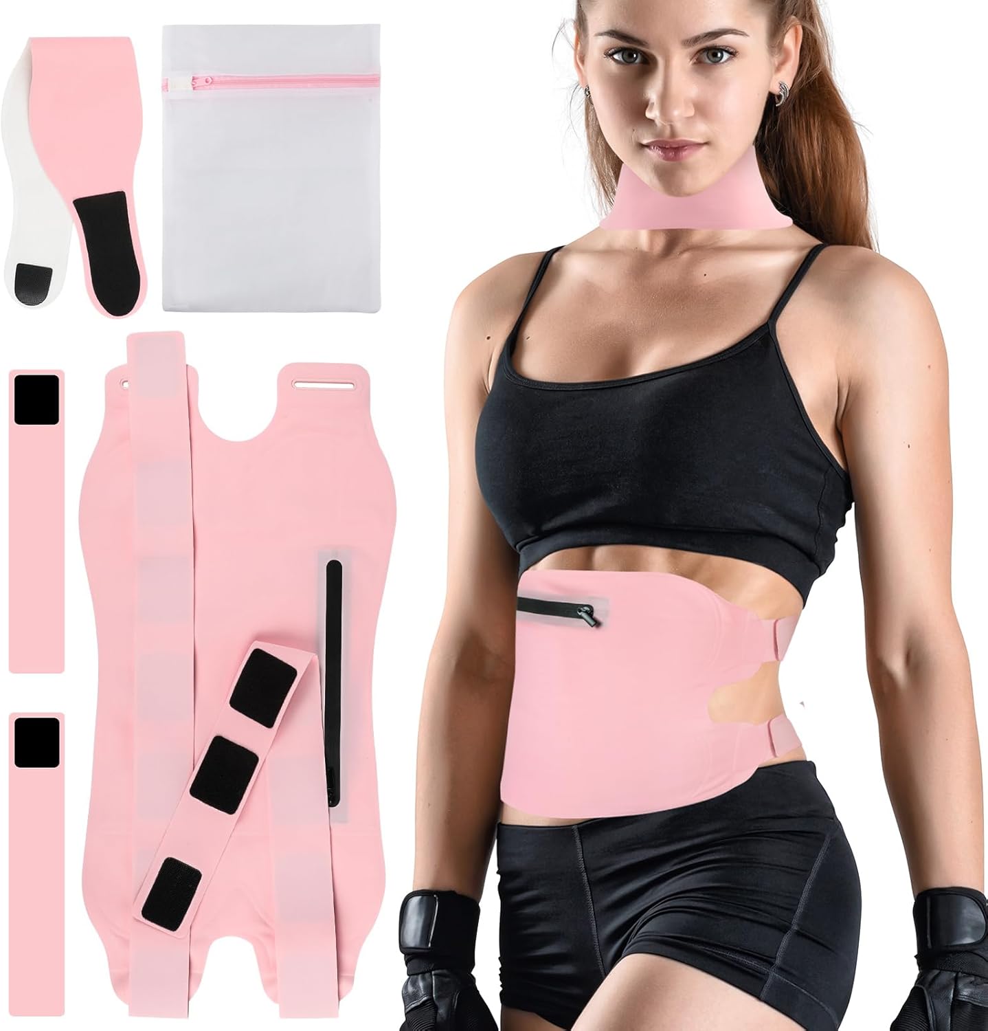 Upgrade Castor Oil Pack 3 Pcs Castor Oil Wrap Extra Plus Size Organic Reusable Kit Organic Cold Pressed Unrefined Castor Oil Compress Packs for Liver Detox Adjustable Elastic Waist and Neck Strap