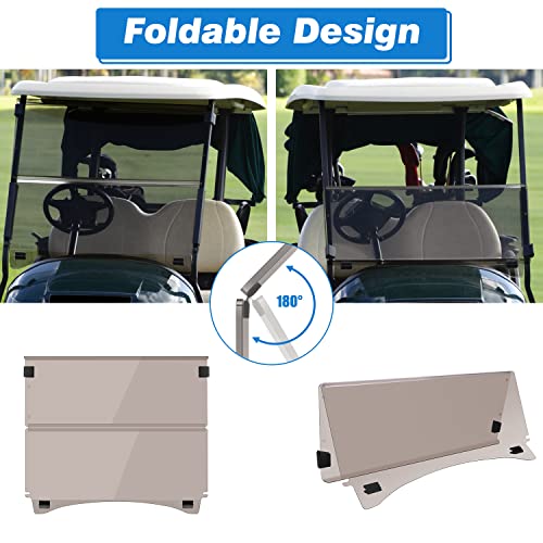 Tinted Club Car Precedent Golf Cart Windshield Compatible with 04-21 Models, Fold Down Golf Cart Windshield Anti-UV Impact Resistant - 37.5