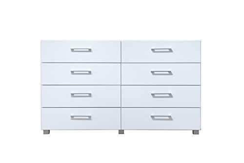 Hodedah 8-Drawer Dresser, WHITE