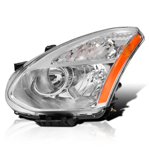 SPEC-D TUNING Chrome Housing Clear Lens Passenger Right Side Headlight Compatible with 2008-2013 Nissan Rogue Head Light Lamp Assembly