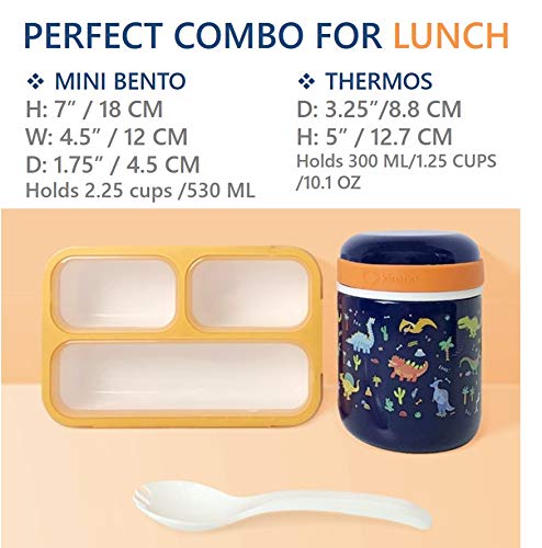 Kids Thermos for Hot Food with Small Bento Lunch Box, Insulated Stainless Steel Wide Mouth Soup Jar, Toddlers Girls Pre-School Daycare Leakproof Vacuum Seal Container 10 oz 300 ML Pink Unicorn Set