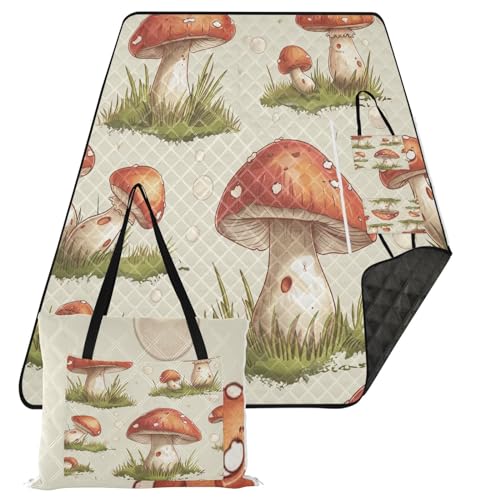Vintage Red Mushroom Beach Blanket Sand Free Waterproof 80