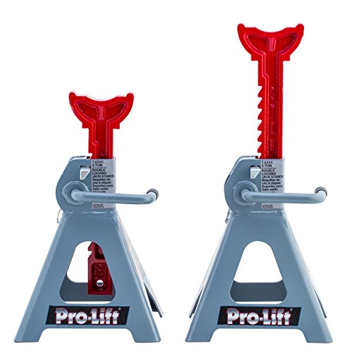 Pro-LifT PL3300 Heavy Duty Jack Stands For Car – 3 Ton in Pair with Double Pins - Handle Lock and Mobility Pin for Extra Safety – Great for Home Auto Repair Shop, Orange