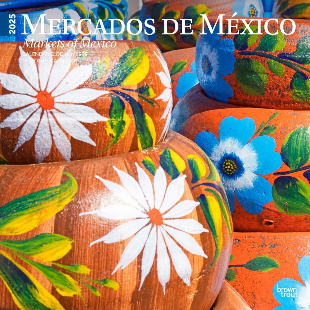 Mercados de Mexico | Markets of Mexico | 2025 12 x 24 Inch Monthly Square Wall Calendar | English/Spanish Bilingual | Plastic-Free | BrownTrout | ... Food Shopping (Spanish and English Edition)