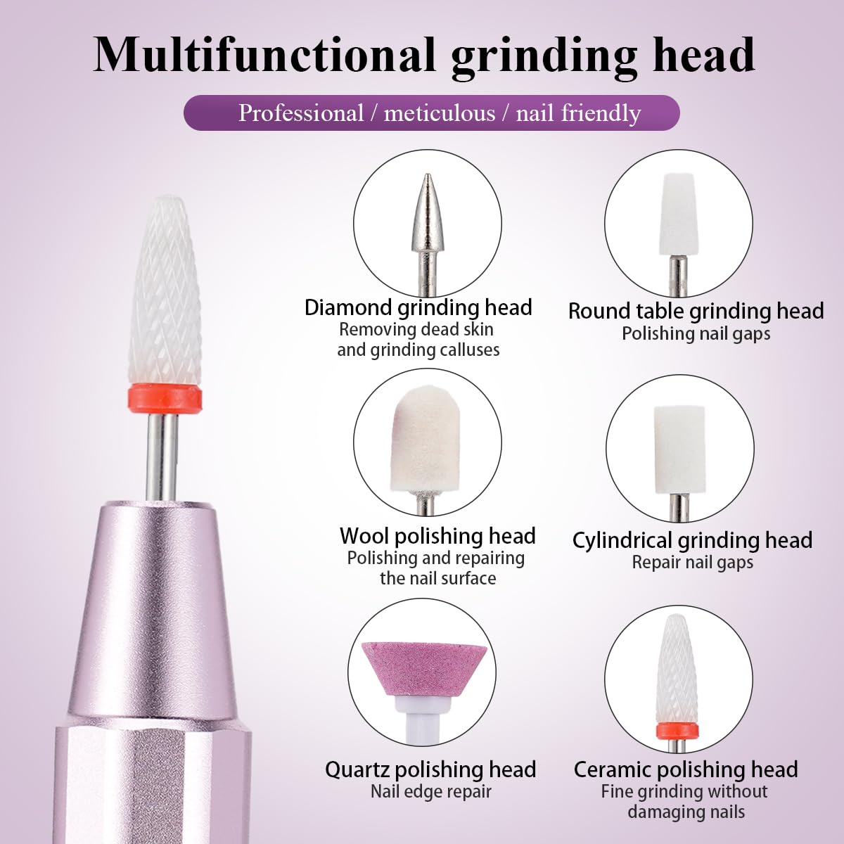 Electric Nail Drill Machine, Portable Electric Nail File Rechargeable 25000RPM Nail Drill for Acrylic Gel Nails, Manicure Pedicure Polishing Shape Tools for Home and Salon Use