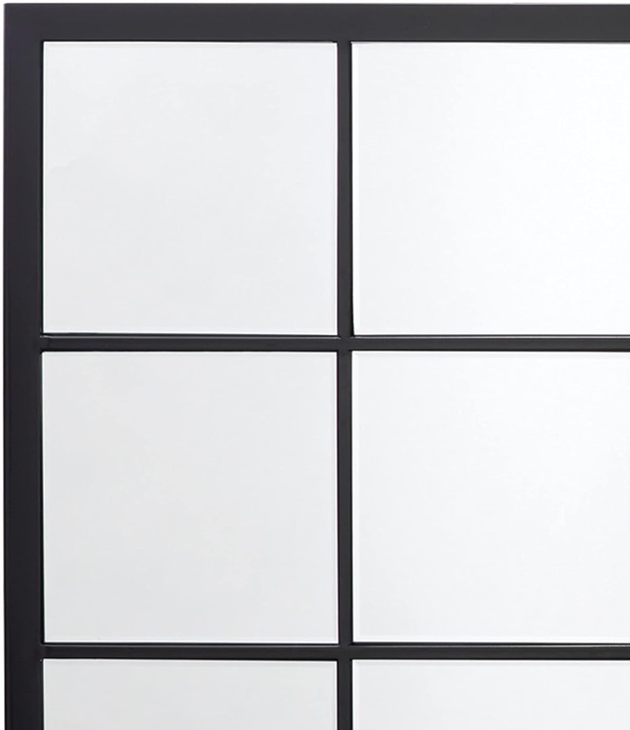 Benjara Mirror with Sleek Grid Design Metal Frame, Black