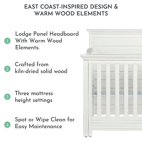 Evolur Waverly 5-in-1 Full Panel Convertible Crib in Rustic Grey, Greenguard Gold Certified , 58.75x31.25x46.5 Inch (Pack of 1)