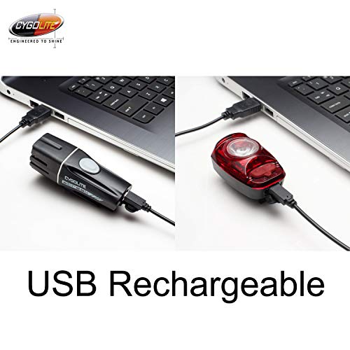 Cygolite Streak 450 Lumen Headlight & Hotshot SL 50 Lumen Tail Light USB Rechargeable Bike Light Combo Set