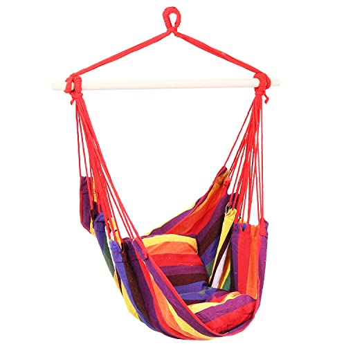 Sunnydaze Indoor/Outdoor Hanging Hammock Chairs with Cushions - 260 Pound Capacity - (Set of 2) Sunset