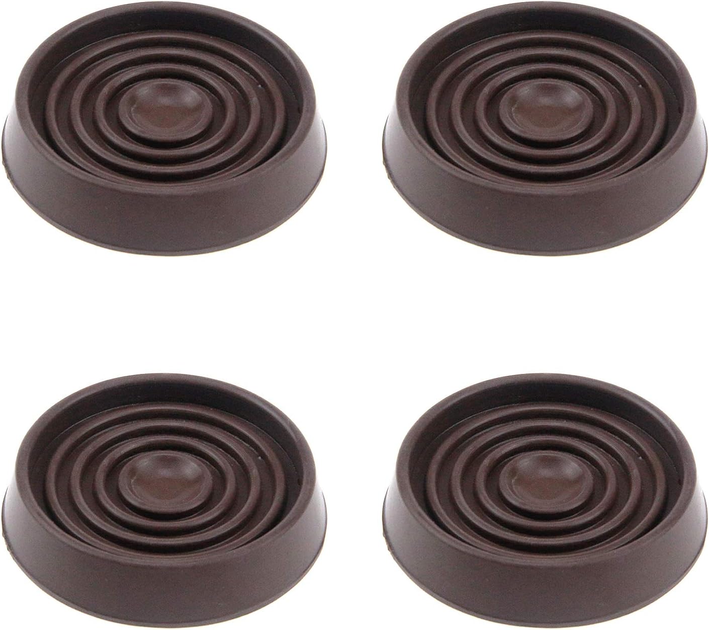 T Tulead 4PCS Round Caster Cups Furniture Pads Rubber Sofa Ottoman Caster Cups Non-Slip Brown Caster Cups for Table Chair Cabinet (1.79 inch Diameter)