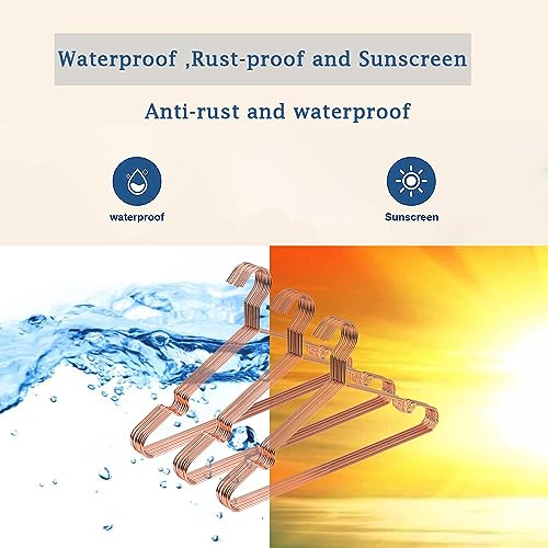 10-Pack Rose Gold Metal Wire Clothes Hangers with Non-Slip - 16.5