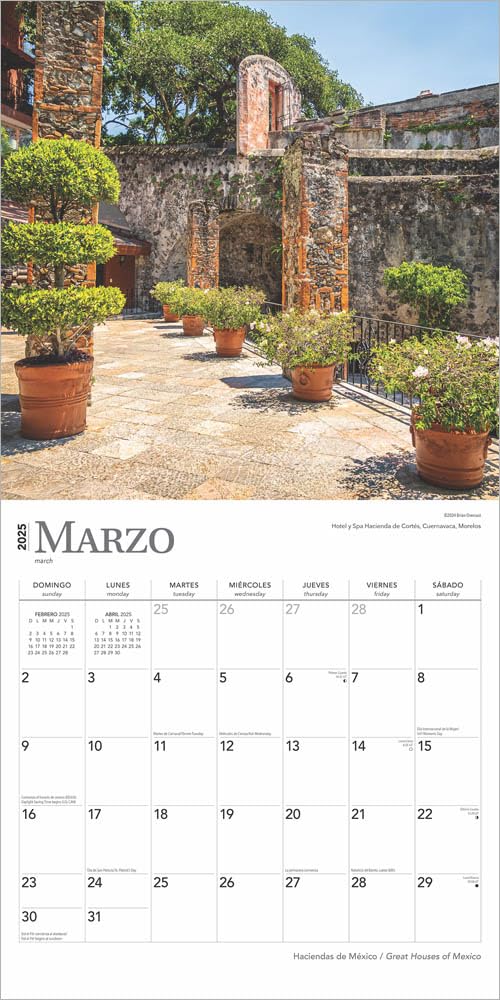 Haciendas de Mexico | Great Houses of Mexico | 2025 12 x 24 Inch Monthly Square Wall Calendar | English/Spanish Bilingual | Plastic-Free | BrownTrout ... Latifundium (Spanish and English Edition)