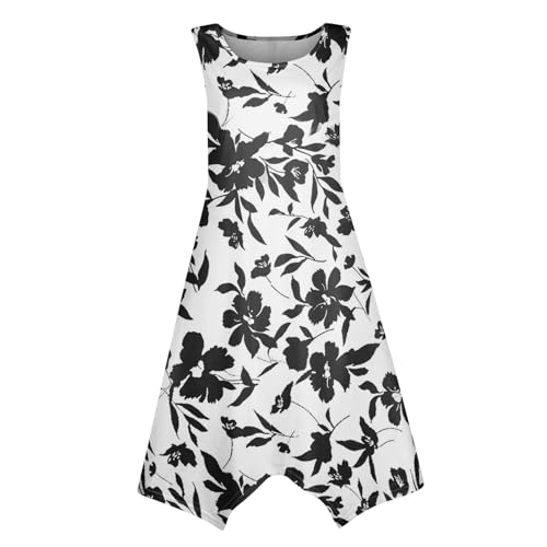 Hawaiian Dresses for Women Summer Beach Cover Ups Flowy Sleeveless Midi Sun Dresses Casual Fitted Irregular Hem Dresses