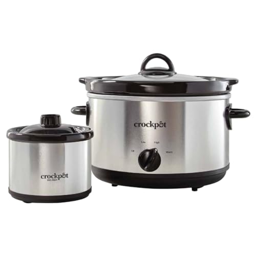 Crock-Pot 5-Quart Smudgeproof Round Manual Slow Cooker with Dipper, Silver