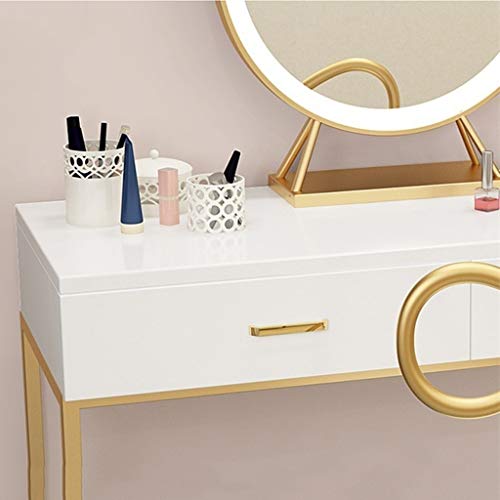 Vanity Table Set Dressing Table Set,Children's White Wooden Makeup Dressing Table with 3 Drawers (Style B 80 * 40 * 75cm)