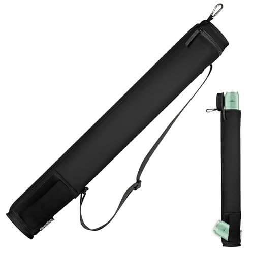 CleverMade 6 Can Cooler Sleeve - Insulated 6-Pack Cooler Tube with Adjustable Shoulder Strap, Easy Access Can Opening, and Neoprene Storage Pocket - Olive/Navy